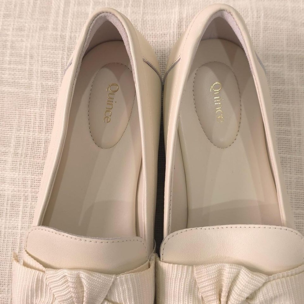 Quince Italian Leather Bow Penny Loafer - Bone/ Size 8 - Picture 4 of 9